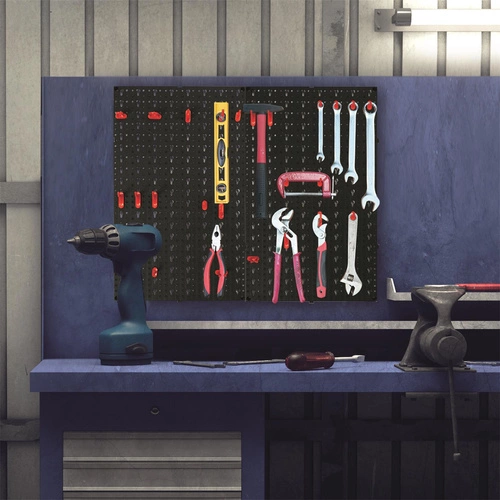 Intesi moderní černý nástěnný věšák na nářadí do garáže a dílny 16 dílů