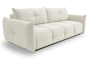 Rozkládací pohovka Bode bílá pro 3 osoby s úložným prostorem a funkcí spaní do obýváku