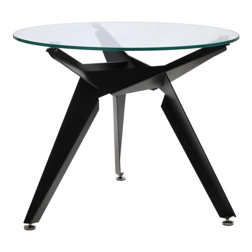Kulatý skleněný stůl Troy 90 cm černý moderní do jídelny a obýváku loftový