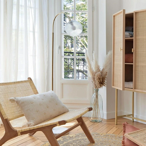 Laye stojací oblouková lampa zlatá s bílým mramorem do obýváku a na čtení Atmosphera