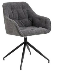 Otočná čalouněná židle Brooke do jídelny a obýváku, antracitová, moderní s područkami
