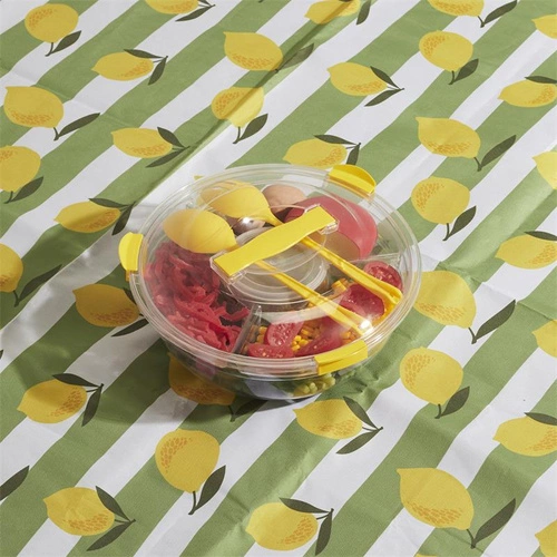 Lunchbox na salátu Bain de Soleil Intesi žlutý s přihrádkami a lžičkami do práce nebo na piknik