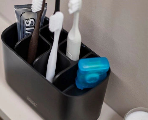 Joseph Joseph EasyStore černý organizér na zubní kartáčky do koupelny, velký, moderní