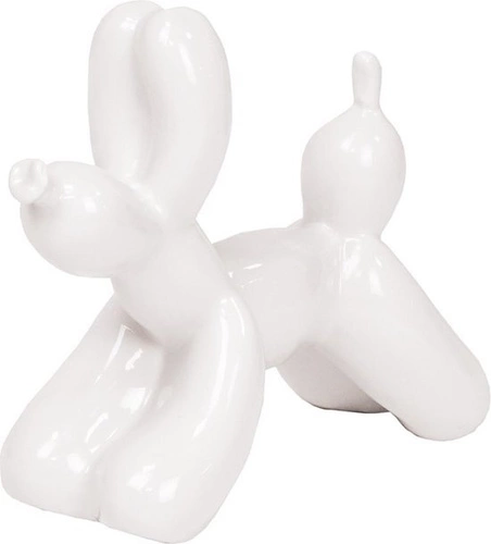 Dekorační figurka pes balónek bílý moderní polyresin 14,5 cm do obýváku HV decor