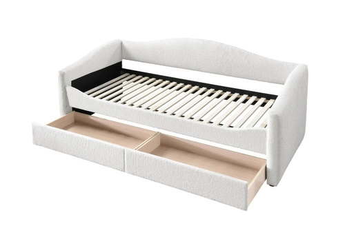 Čalouněná postel Elbert 90x200 krémová s úložnými zásuvkami do studentského pokoje