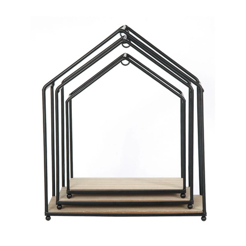 Sada 3 nástěnných polic Filaire Intesi černá přírodní moderní na knihy a dekorace