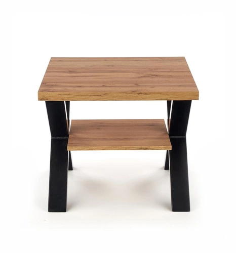 Konferenční stolek Venom S dubový čtvercový s policí moderní loft do obýváku 65x65 cm