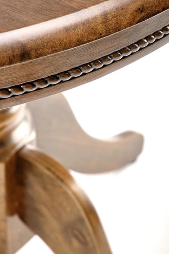 Rozkládací kulatý jídelní stůl Bator 90–124 cm vintage tmavý dub na jedné noze Intesi