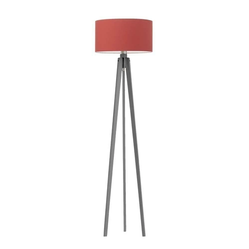 Stojací lampa do obýváku MIAMI červená tripod glamour dřevěná s personalizovaným stínidlem