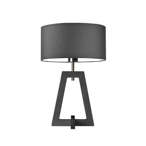 Noční lampička Clio glamour s grafitovým stínidlem a šedým dřevěným podstavcem do ložnice