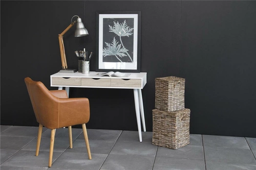 Skandinávský bílý psací stůl se zásuvkami Scandi 110 cm do pracovny a studentského pokoje Intesi