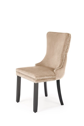Jídelní židle Iridionne sametová béžová čalouněná moderní na černých nohách