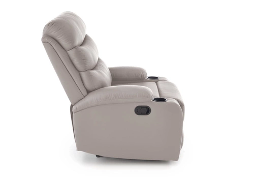 Rozkládací křeslo do obýváku Persjan béžová ekokůže s podnožkou a držákem na nápoj Intesi