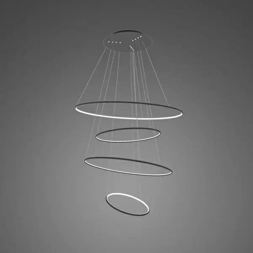 Závěsné LED svítidlo Ledové Kruhy 100 cm černé moderní do obýváku s nastavitelnou výškou