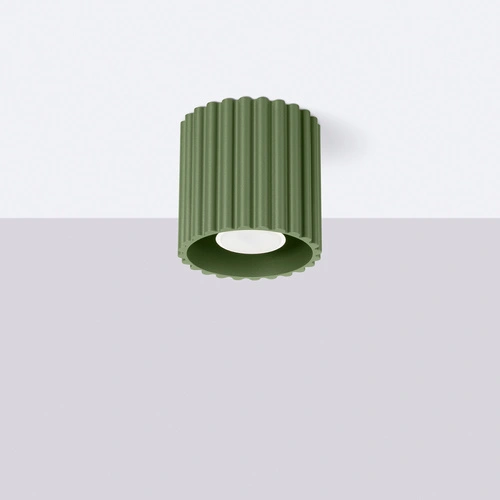 Moderní stropní svítidlo AURA 1 olivově zelené kulaté do obýváku a kuchyně hliník