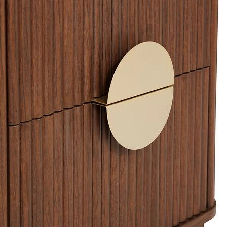 Noční stolek Atmosphera Wany 45 cm ořechový, 2 zásuvky, japandi/boho styl, elegantní frézované čelo