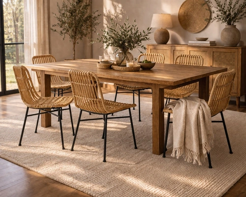 Zahradní křeslo Surabaya boho z technoratanu, přírodní s černými nohami Intesi