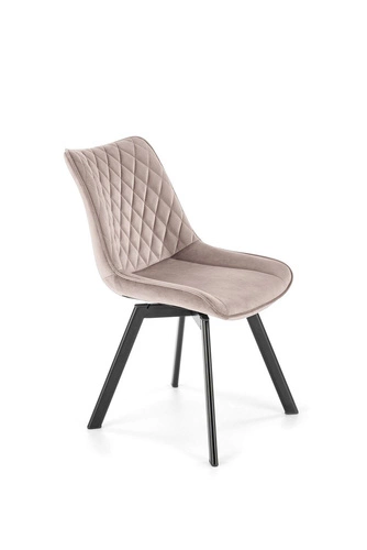 Otočená čalouněná jídelní židle z béžového veluru Veroniq Intesi moderní do jídelny a obýváku