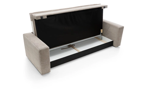 Rozkládací pohovka s lůžkem Ulnes, 3místná, béžový manšestr, s úložným prostorem do obýváku