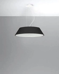 Moderní černý lustr Vega 60 do obýváku a kuchyně z textilu a skla 5-ramenný