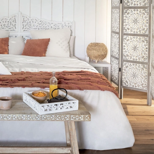 Prošívaný bavlněný přehoz na postel boho terakota 130x180 cm Atmosphera