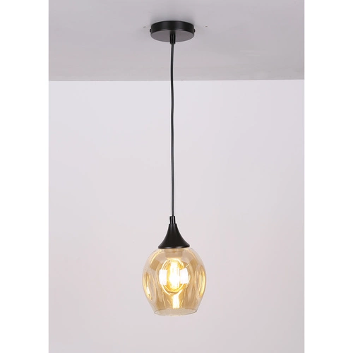Závěsná lampa Aspa černá 1x40W E27 stínítko hnědé