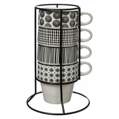 Sada 4 keramických hrnků Bohemia 260 ml na kávu a čaj šedá 5five simply smart