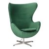 Křeslo Egg Velvet green / stříbrný podstavec