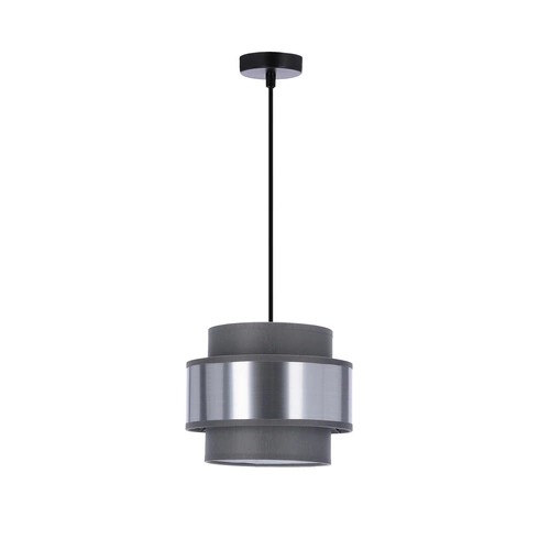 Zajíc závěsná lampa černá 1x60W E27 stínidlo šedá+stříbrná