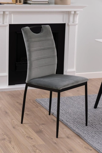 Actona Dia šedá sametová jídelní židle moderní na černých nohách