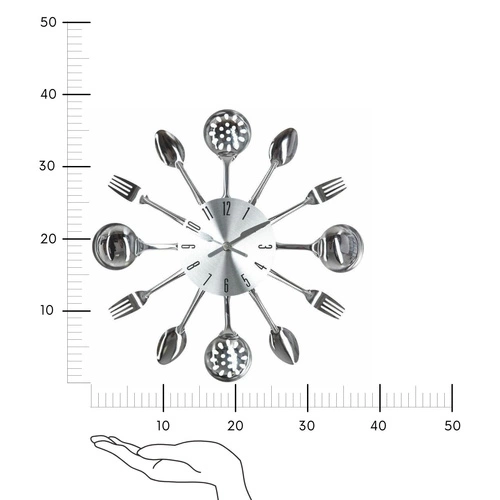 Moderní nástěnné hodiny Cutlery Atmosphera stříbrné 38 cm tiché do kuchyně nebo jídelny