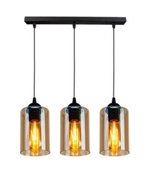 Závěsná lampa Bistro černá 3x40W E27 stínítko hnědé