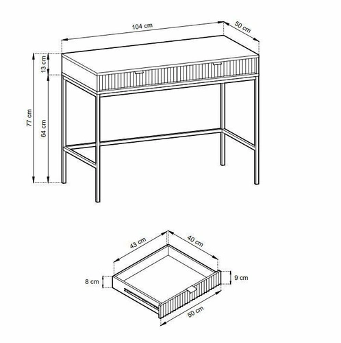 Bílý toaletní stolek se zásuvkami, moderní do ložnice, na zlatých nohách Intesi