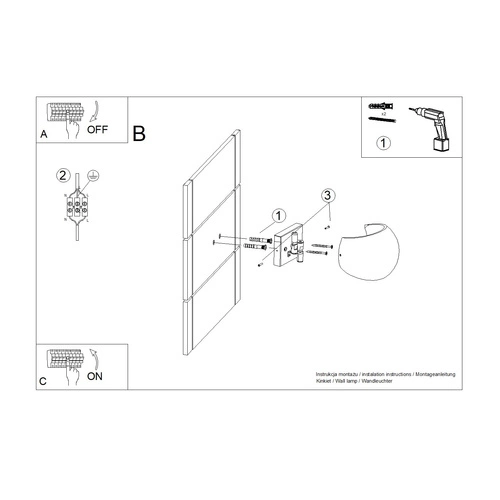 Moderní nástěnné svítidlo GLOBE beton šedá lampa do obýváku ložnice chodby SOLLUX