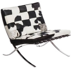 Relaxační křeslo BA1 černá pravá kůže inspirované Barcelona moderní do obýváku