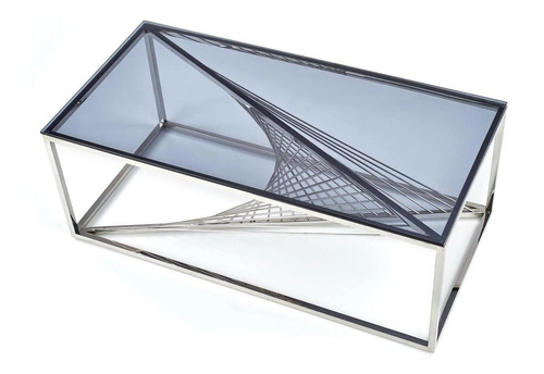 Konferenční stolek Infinity Intesi obdélníkový skleněný moderní do obýváku chrom kouřový 120x60