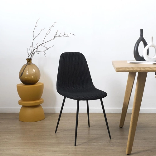 Čalouněná jídelní židle Pori černá Intesi moderní na kovových nohách do jídelny a kuchyně
