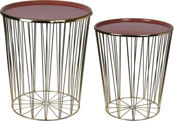 Sada kulatých konferenčních stolků Fidelity kovových glamour do obýváku hnědo-zlaté Intesi