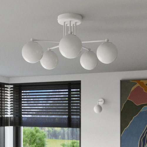 Lustr Astral 5 bílý minimalistický skleněné koule moderní Sollux Lighting