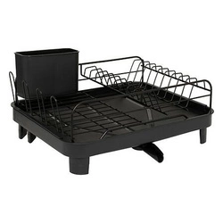 Odkapávač na nádobí 5five simply smart Black Edition černý kovový na pracovní desku s odtokem rozkládací