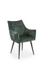 Čalouněná jídelní židle Arhiza zelená s područkami moderní na černých nohách