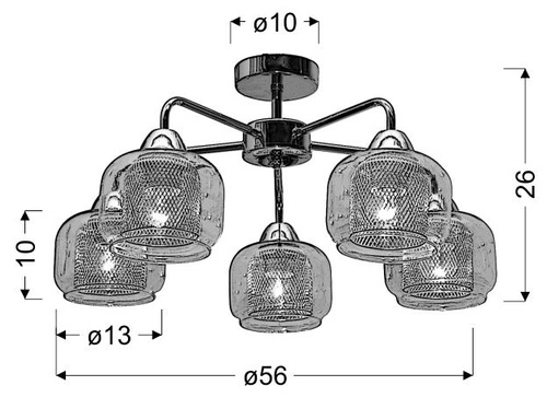 Stropní svítidlo Ray 5x40W E14 chrom