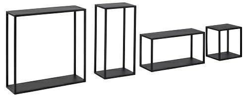 Sada kovových závěsných polic Geelong černé moderní na knihy a dekorace 60x60 cm
