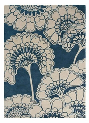 Florence Japanese Floral Midnight vlněný luxusní koberec do obýváku 250x350 cm ručně tkaný