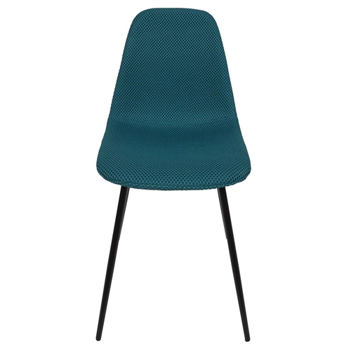 Čalouněná židle Pori tyrkysová do jídelny a kuchyně moderní na černých kovových nohách