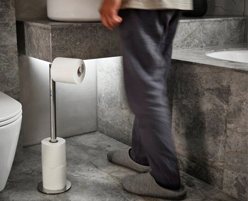 Stojan na toaletní papír Joseph Joseph Easystore Luxe stříbrný nerez moderní do koupelny