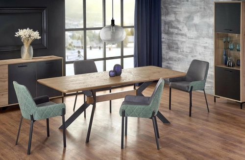 Rozkládací jídelní stůl Carbad dub přírodní černé nohy moderní loft 160-220x90 cm Intesi