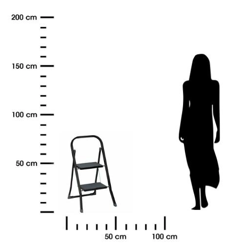 Skládací dvoustupňový kovový žebřík černý