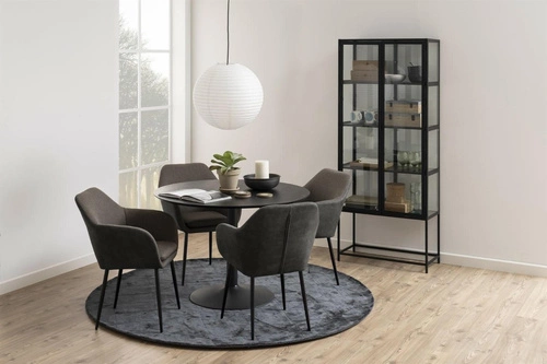 Moderní černá skleněná vitrína na knihy do obýváku a jídelny Actona Seaford 185 cm