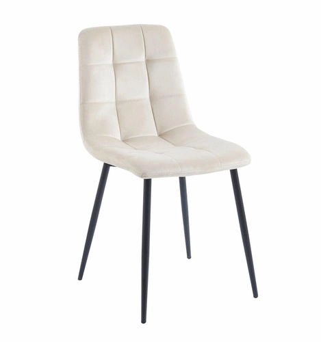 Čalouněná židle Caro Velvet béžová do jídelny a obýváku, sametová na černých nohách
